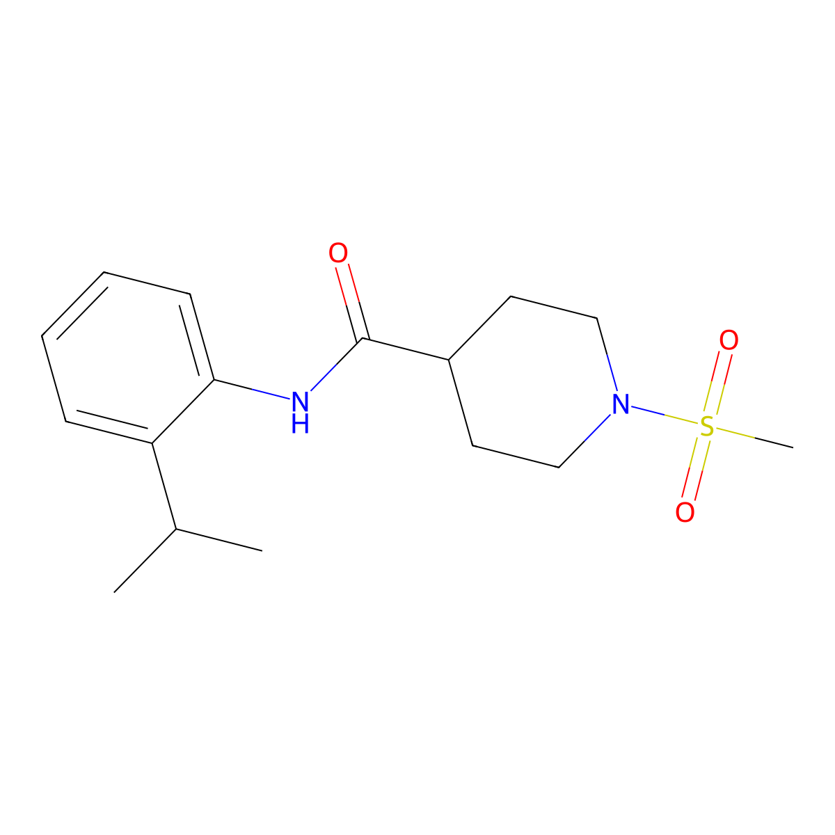 1-(methylsulfonyl)-N-[2-(propan-2-yl)phenyl]piperidine-4-carboxamide molecular structure, CAS 1269225-98-0