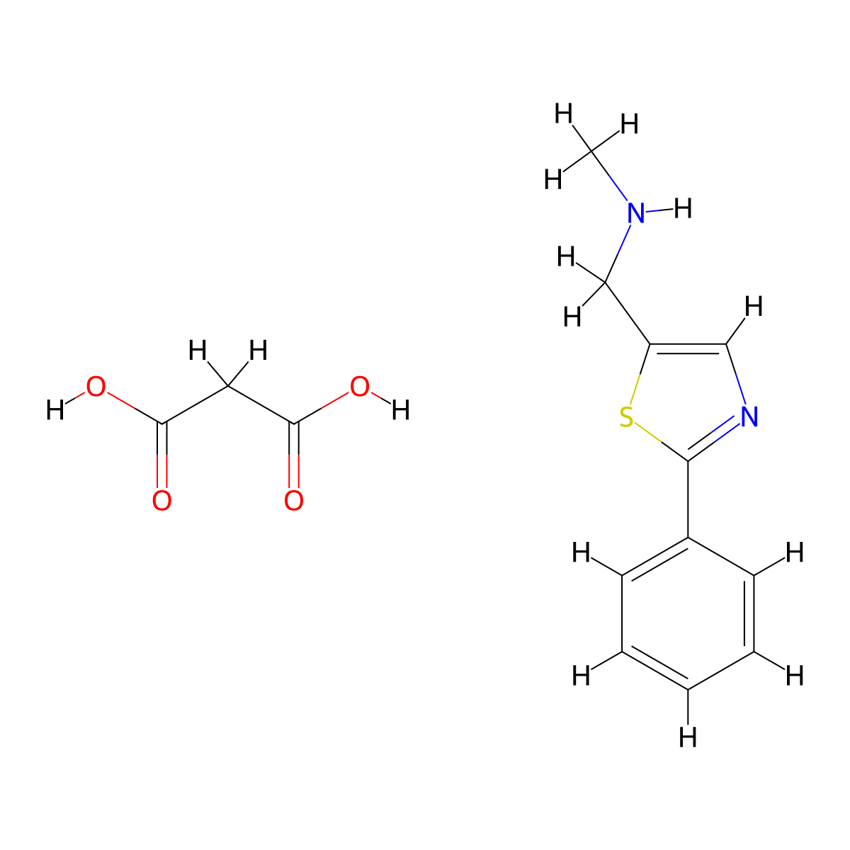 2-((Methylamino)(2-phenylthiazol-5-yl)methyl)malonic acid molecular structure, CAS 1269226-60-9
