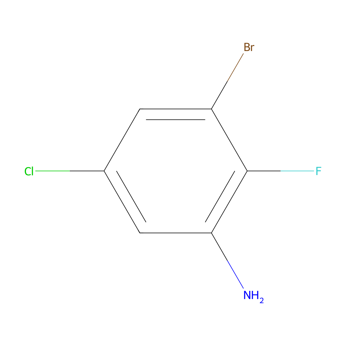 3-Bromo-5-chloro-2-fluorobenzenamine molecular structure, CAS 1269232-95-2