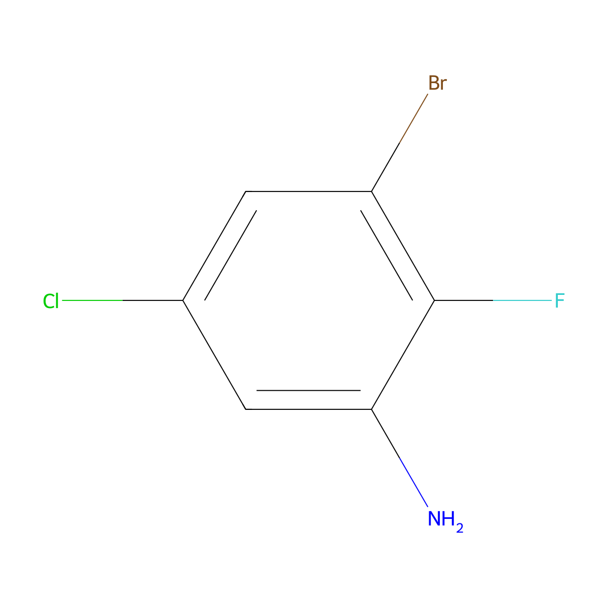 3-Bromo-5-chloro-2-fluorobenzenamine molecular structure, CAS 1269232-95-2