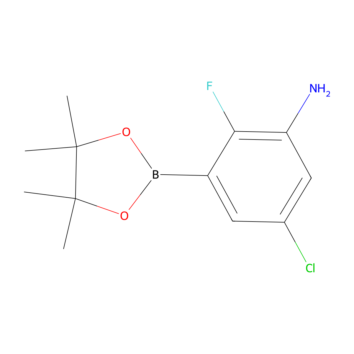 5-Chloro-2-fluoro-3-(4,4,5,5-tetramethyl-1,3,2-dioxaborolan-2-yl)benzenamine molecular structure, CAS 1269232-96-3