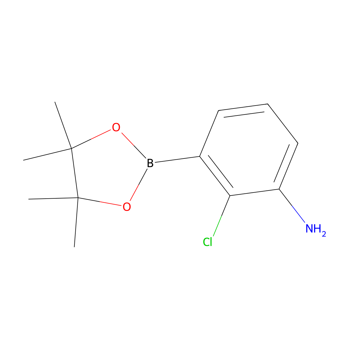 2-Chloro-3-(4,4,5,5-tetramethyl-1,3,2-dioxaborolan-2-yl)benzenamine molecular structure, CAS 1269233-01-3