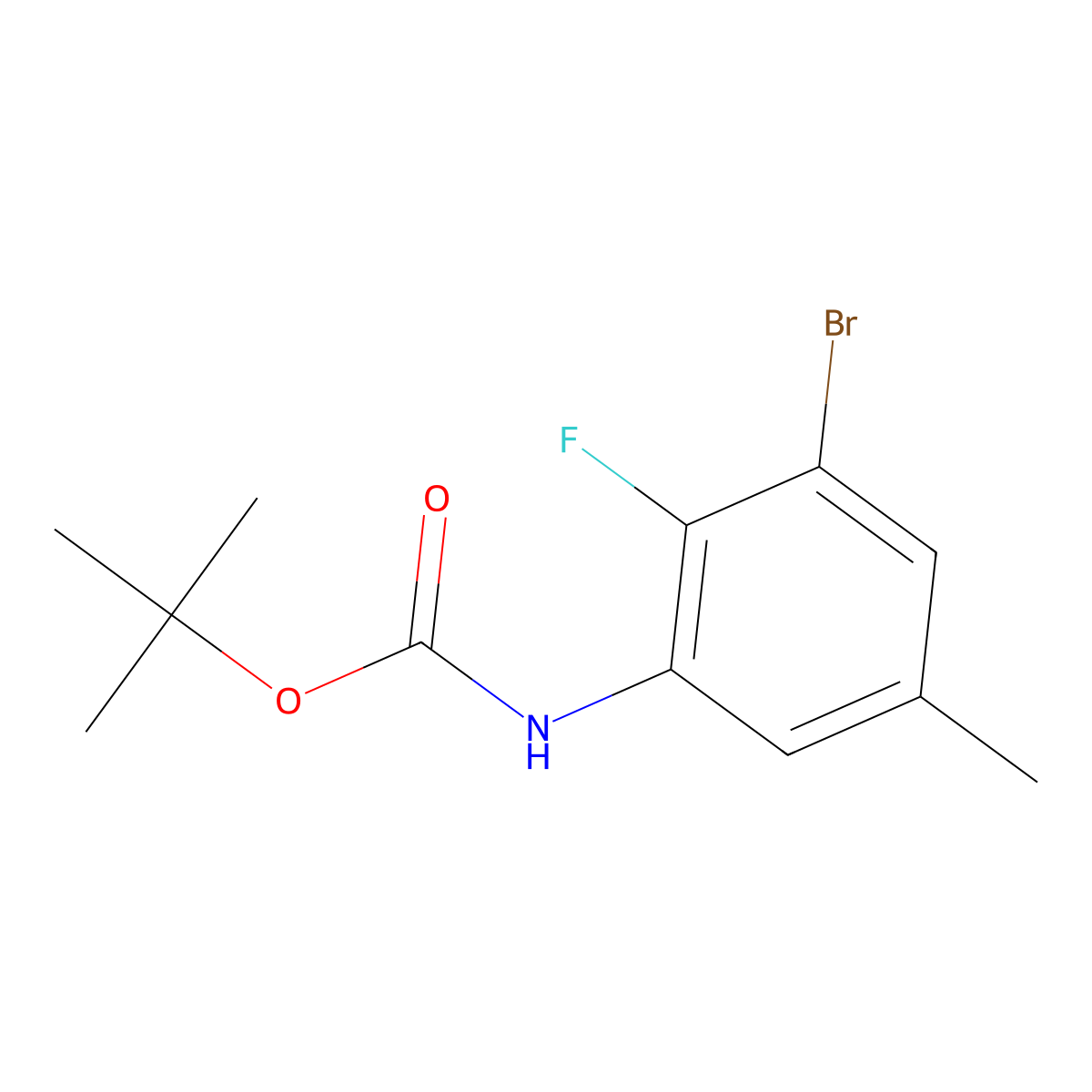 Tert-butyl 3-bromo-2-fluoro-5-methylphenylcarbamate molecular structure, CAS 1269233-16-0