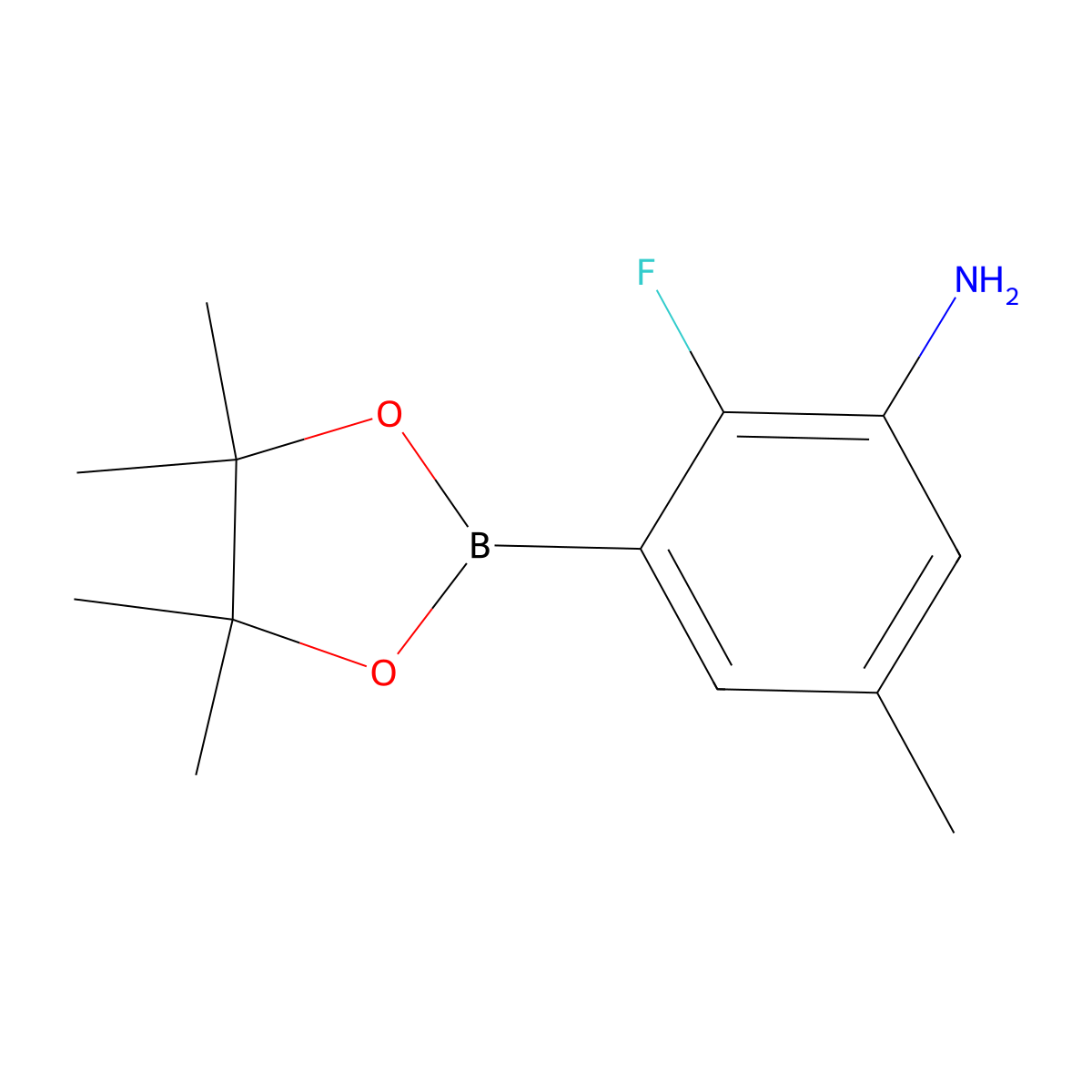 2-Fluoro-5-methyl-3-(tetramethyl-1,3,2-dioxaborolan-2-yl)aniline molecular structure, CAS 1269233-17-1