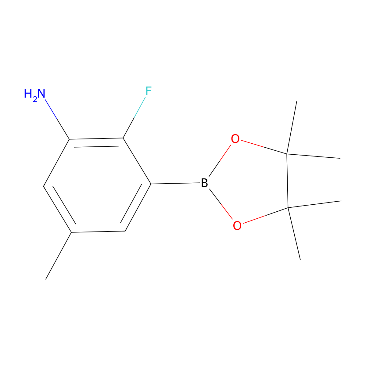 2-Fluoro-5-methyl-3-(tetramethyl-1,3,2-dioxaborolan-2-yl)aniline molecular structure, CAS 1269233-17-1