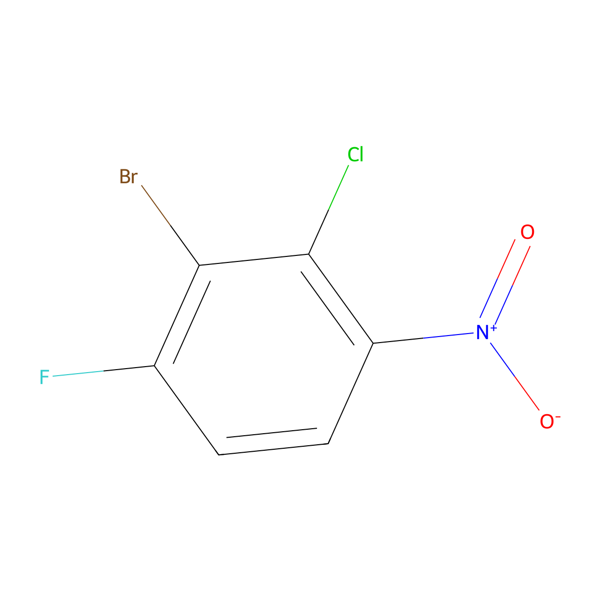 1-Bromo-2-chloro-6-fluoro-3-nitrobenzene molecular structure, CAS 1269233-18-2