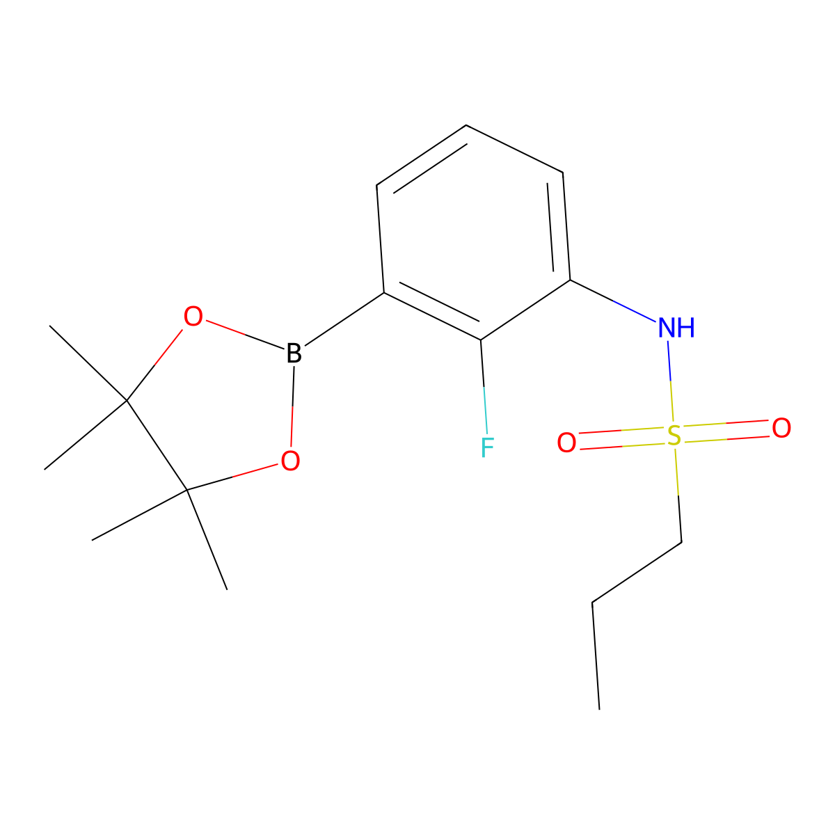 N-(2-fluoro-3-(4,4,5,5-tetramethyl-1,3,2-dioxaborolan-2-yl)phenyl)propane-1-sulfonamide molecular structure, CAS 1269233-76-2