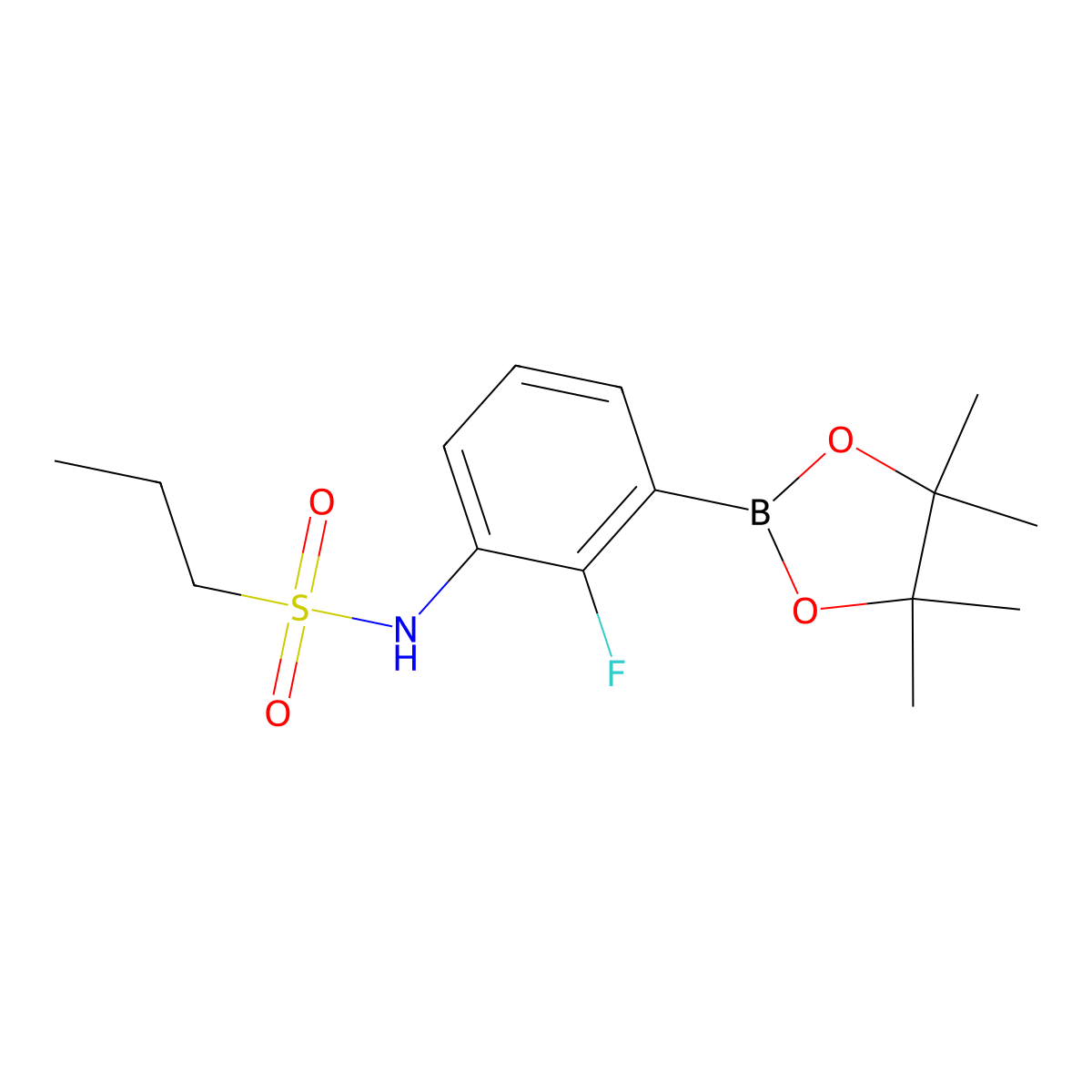 N-(2-fluoro-3-(4,4,5,5-tetramethyl-1,3,2-dioxaborolan-2-yl)phenyl)propane-1-sulfonamide molecular structure, CAS 1269233-76-2