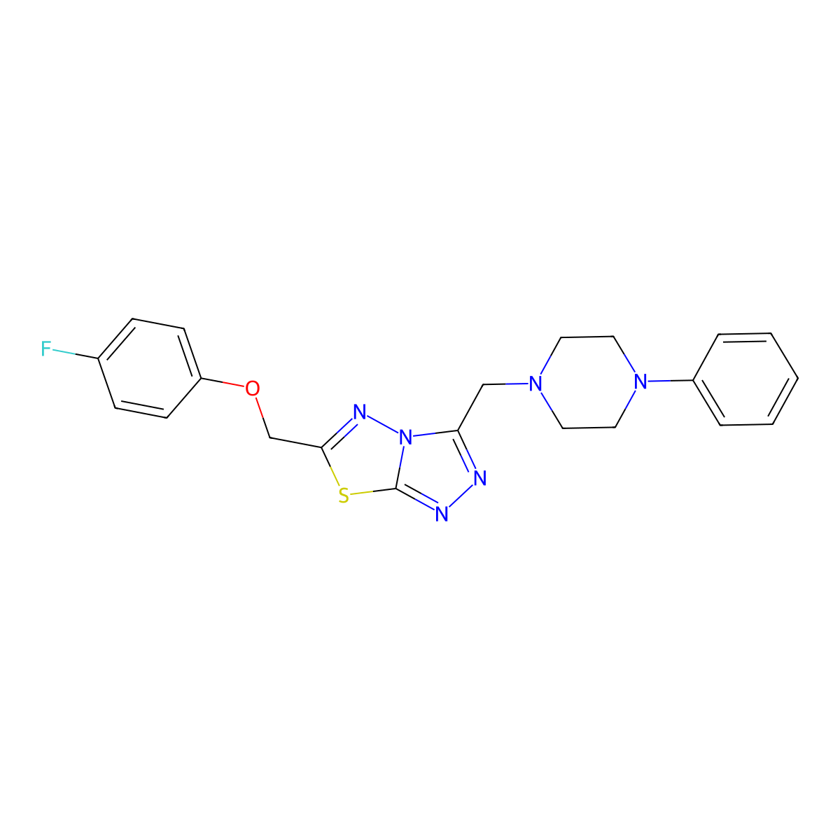 6-[(4-Fluorophenoxy)methyl]-3-[(4-phenylpiperazin-1-yl)methyl][1,2,4]triazolo[3,4-b][1,3,4]thiadiazole molecular structure, CAS 1269257-45-5