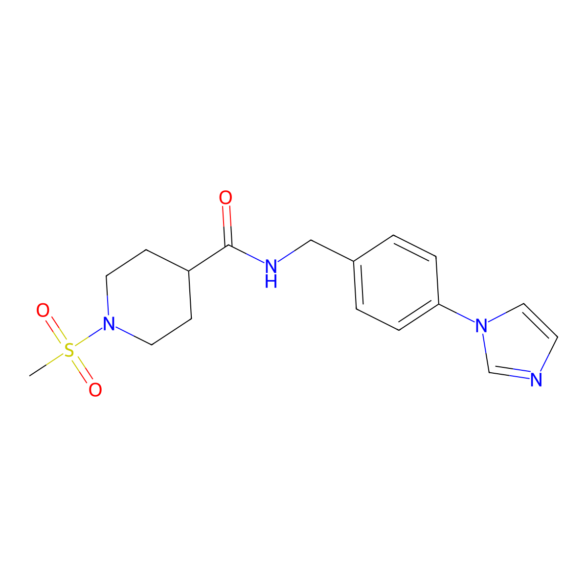 N-[4-(1H-imidazol-1-yl)benzyl]-1-(methylsulfonyl)piperidine-4-carboxamide molecular structure, CAS 1269259-60-0