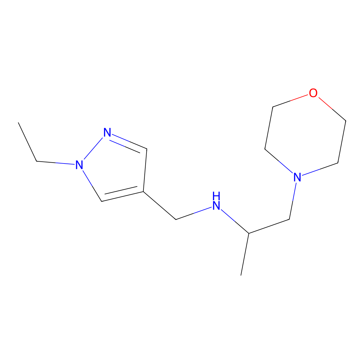 N-((1-Ethyl-1H-pyrazol-4-yl)methyl)-1-morpholinopropan-2-amine molecular structure, CAS 1269269-51-3