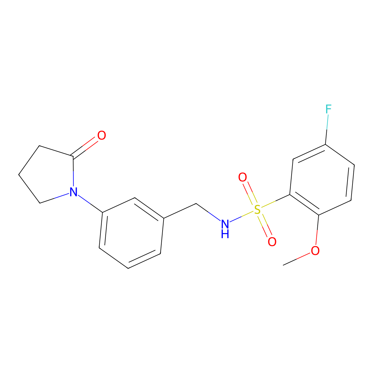 5-fluoro-2-methoxy-N-[3-(2-oxopyrrolidin-1-yl)benzyl]benzenesulfonamide molecular structure, CAS 1269271-04-6