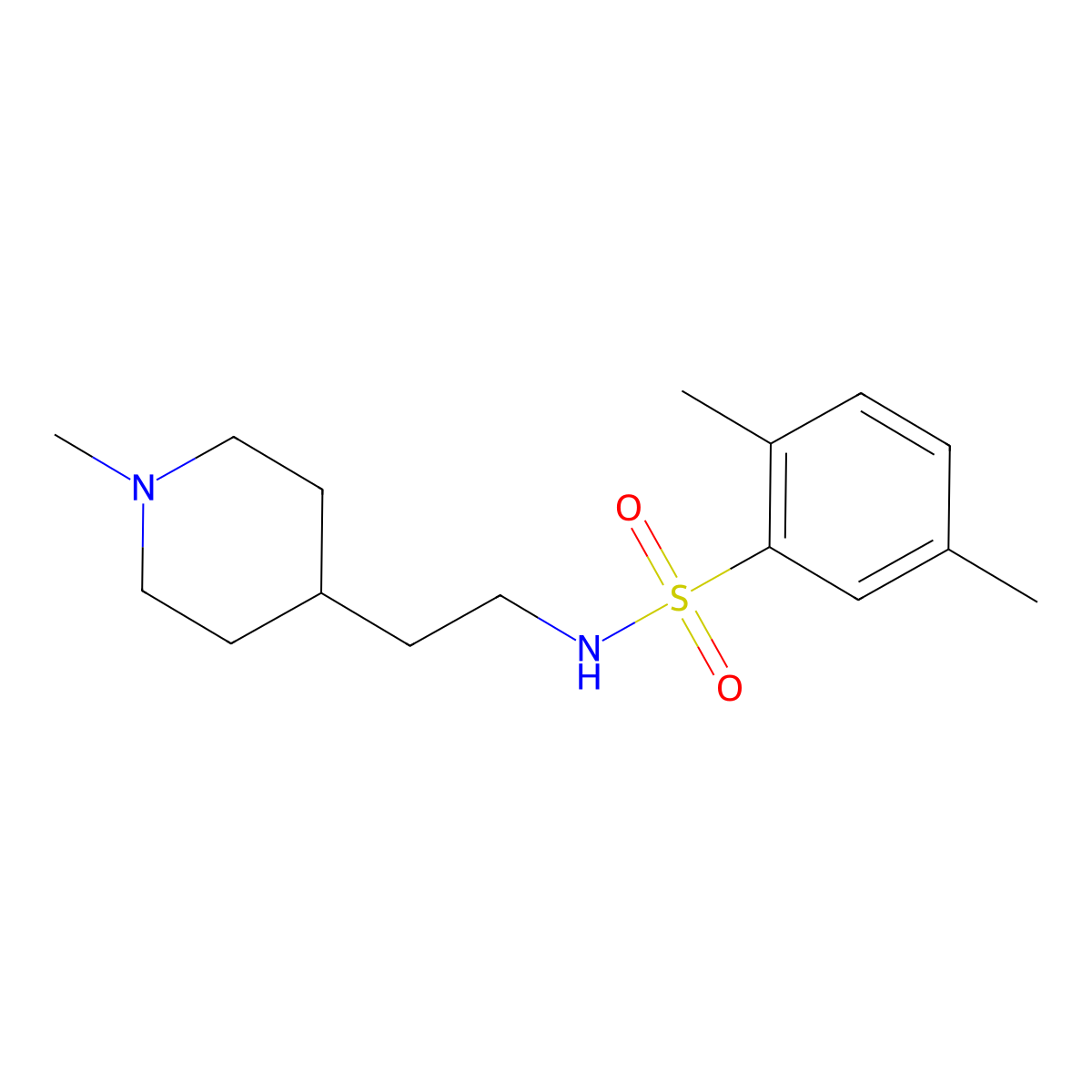 2,5-dimethyl-N-[2-(1-methylpiperidin-4-yl)ethyl]benzenesulfonamide molecular structure, CAS 1269272-19-6