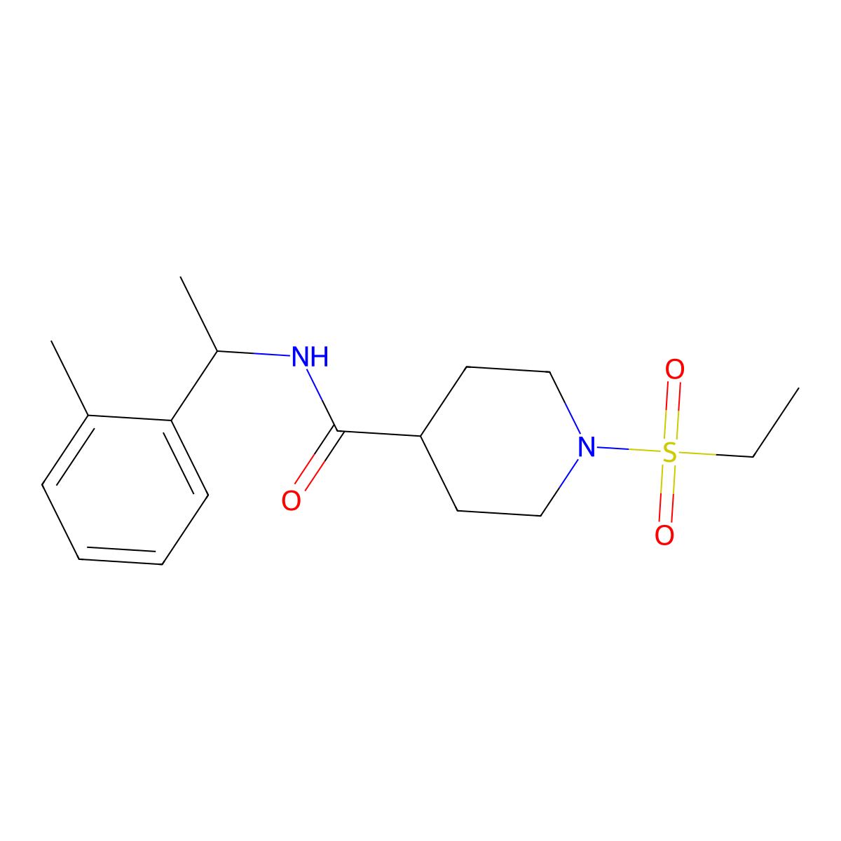 1-(ethylsulfonyl)-N-[1-(2-methylphenyl)ethyl]piperidine-4-carboxamide molecular structure, CAS 1269272-22-1