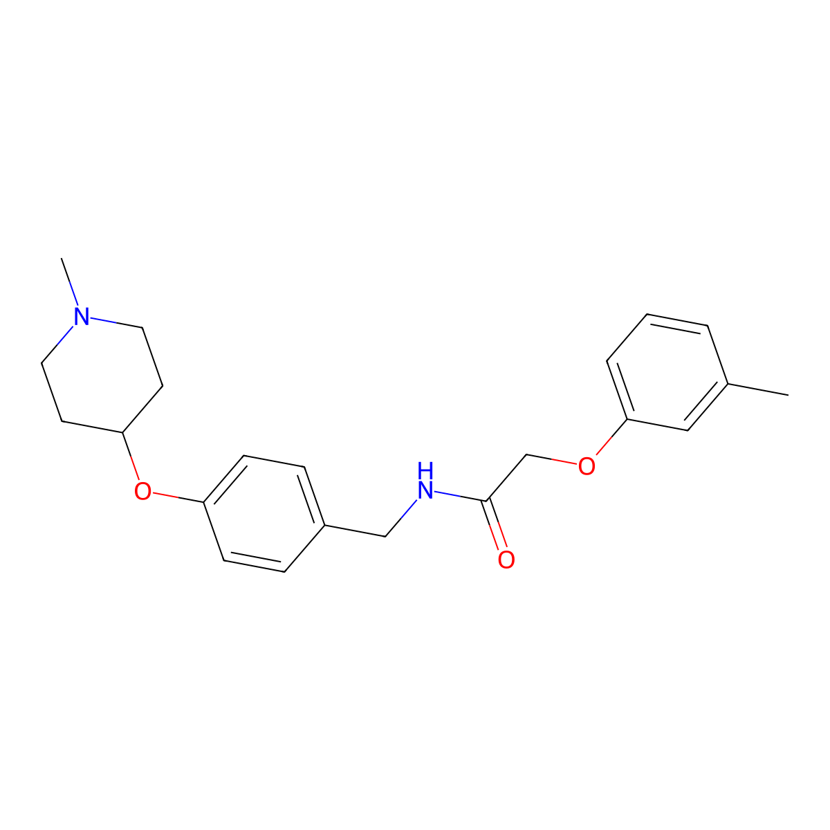 2-(3-methylphenoxy)-N-{4-[(1-methylpiperidin-4-yl)oxy]benzyl}acetamide molecular structure, CAS 1269272-99-2