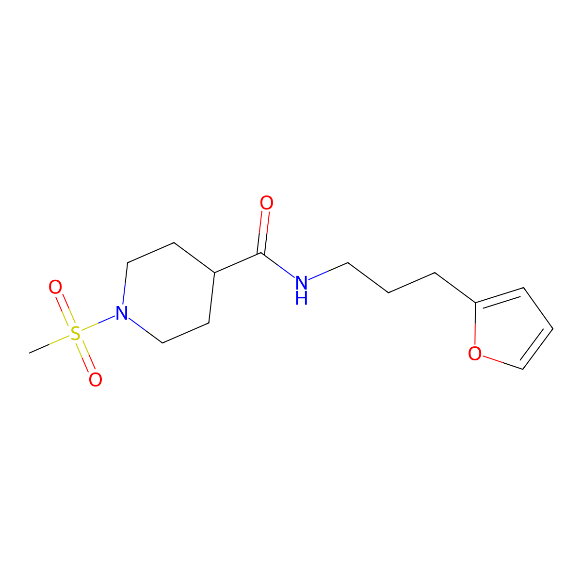 N-[3-(furan-2-yl)propyl]-1-(methylsulfonyl)piperidine-4-carboxamide molecular structure, CAS 1269273-63-3