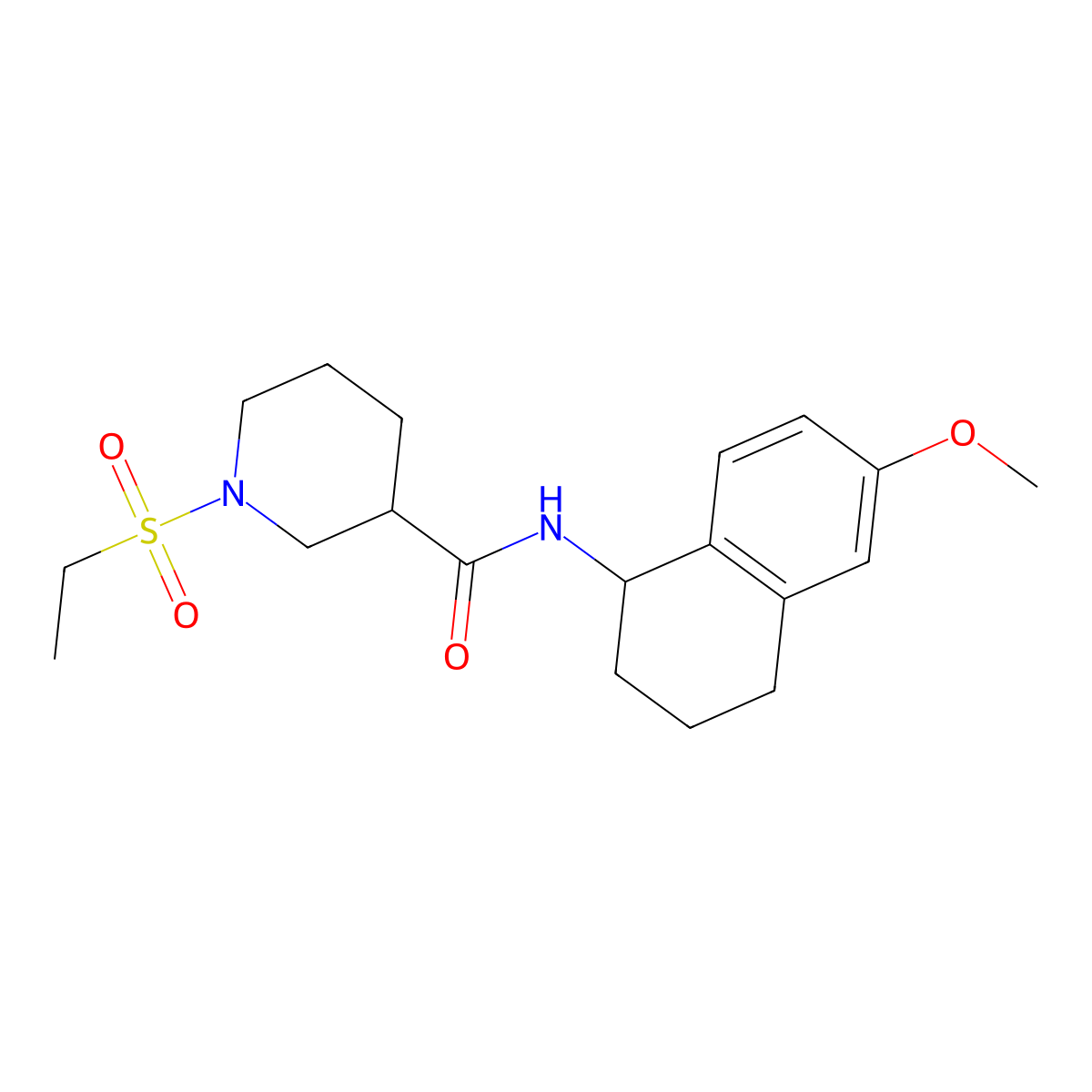 1-(ethylsulfonyl)-N-(6-methoxy-1,2,3,4-tetrahydronaphthalen-1-yl)piperidine-3-carboxamide molecular structure, CAS 1269274-36-3