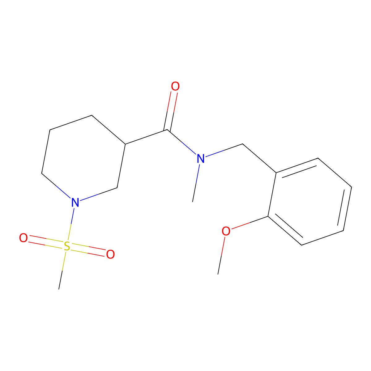 N-(2-methoxybenzyl)-N-methyl-1-(methylsulfonyl)piperidine-3-carboxamide molecular structure, CAS 1269275-57-1