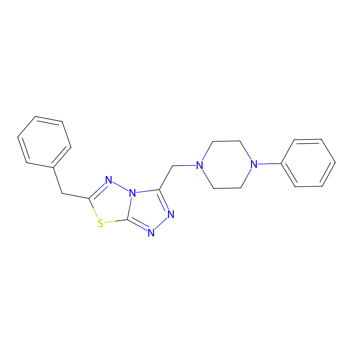6-Benzyl-3-[(4-phenylpiperazin-1-yl)methyl][1,2,4]triazolo[3,4-b][1,3,4]thiadiazole molecular structure, CAS 1269276-15-4