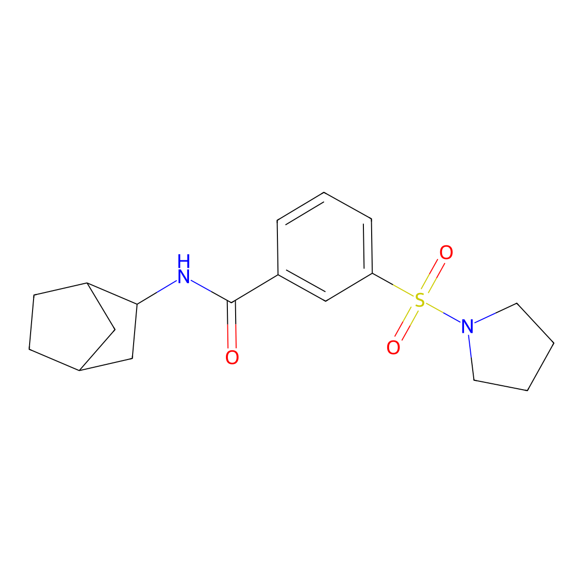 N-(bicyclo[2.2.1]hept-2-yl)-3-(pyrrolidin-1-ylsulfonyl)benzamide molecular structure, CAS 1269277-39-5