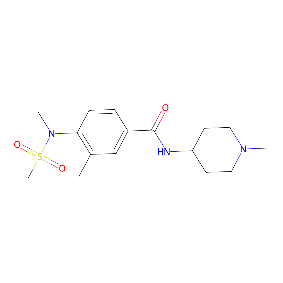 3-methyl-4-[methyl(methylsulfonyl)amino]-N-(1-methylpiperidin-4-yl)benzamide molecular structure, CAS 1269277-46-4