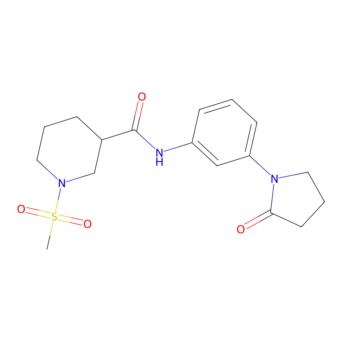 1-(methylsulfonyl)-N-[3-(2-oxopyrrolidin-1-yl)phenyl]piperidine-3-carboxamide molecular structure, CAS 1269277-97-5