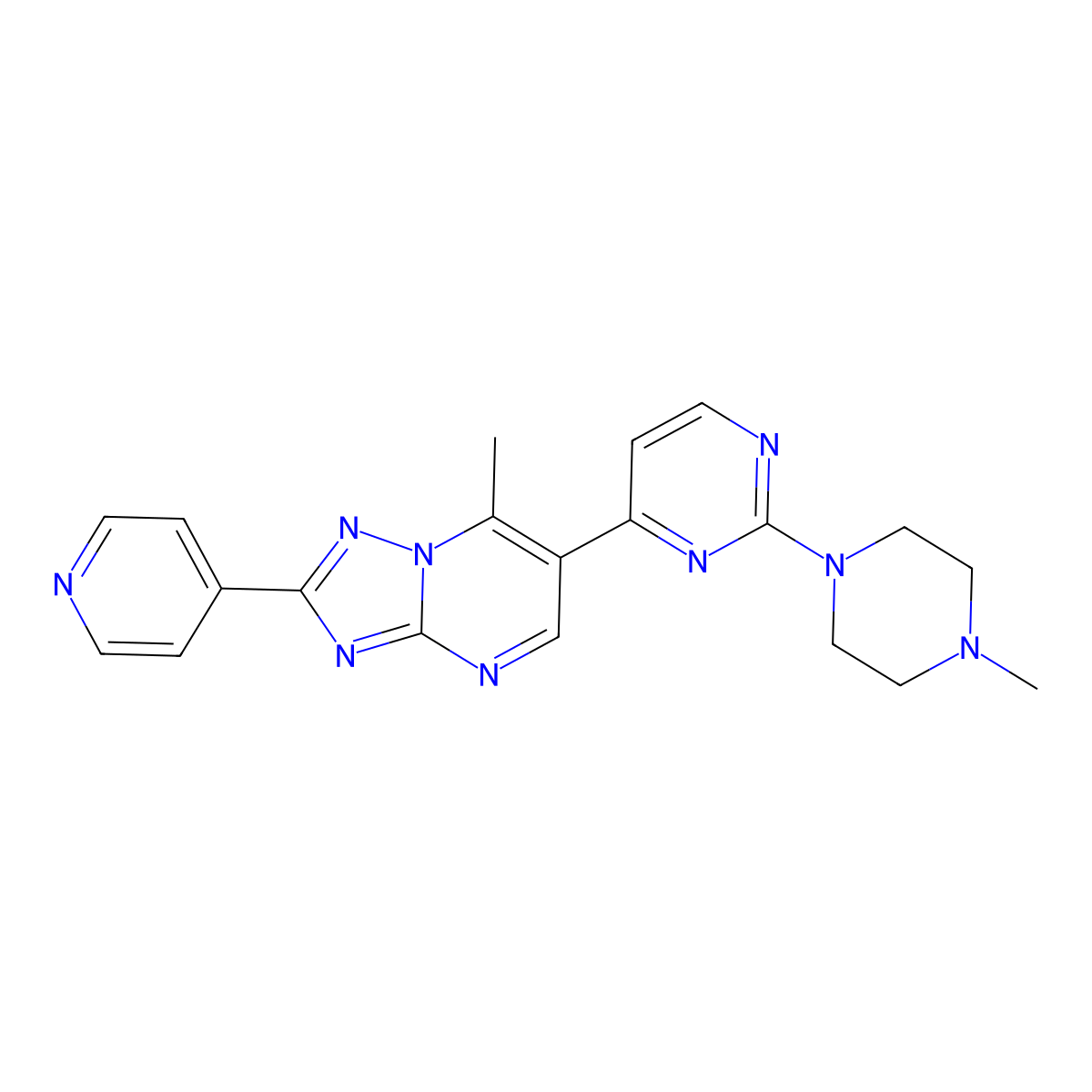 7-Methyl-6-[2-(4-methylpiperazino)-4-pyrimidinyl]-2-(4-pyridyl)[1,2,4]triazolo[1,5-a]pyrimidine molecular structure, CAS 1269278-14-9