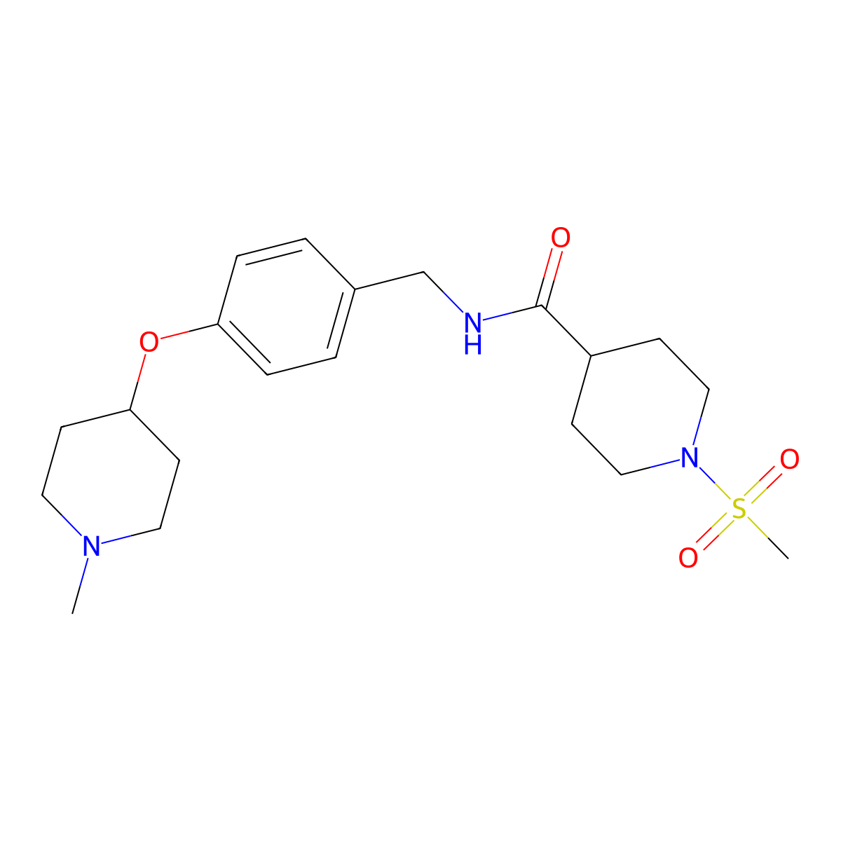 N-{4-[(1-methylpiperidin-4-yl)oxy]benzyl}-1-(methylsulfonyl)piperidine-4-carboxamide molecular structure, CAS 1269278-66-1