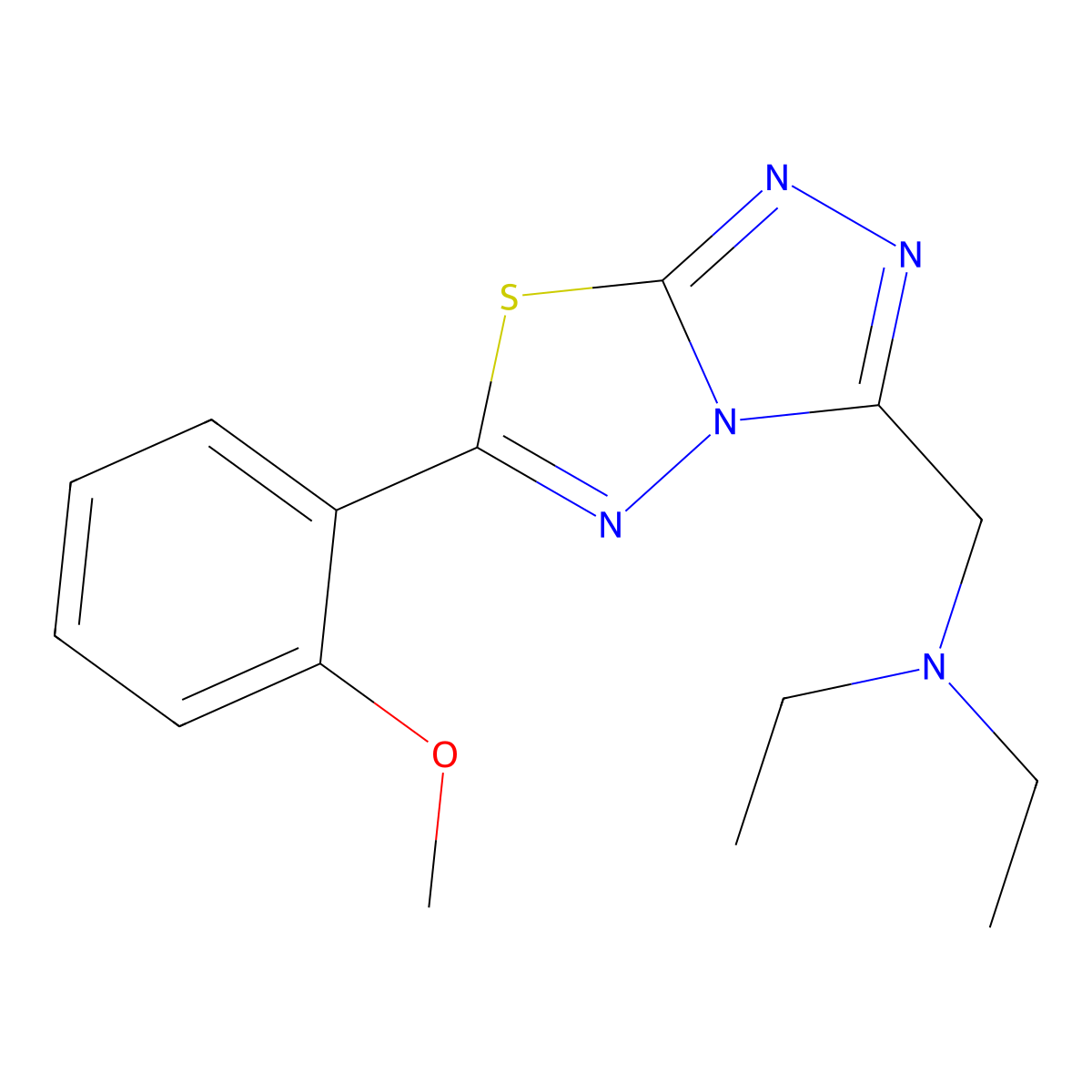 N-ethyl-N-{[6-(2-methoxyphenyl)[1,2,4]triazolo[3,4-b][1,3,4]thiadiazol-3-yl]methyl}ethanamine molecular structure, CAS 1269278-67-2