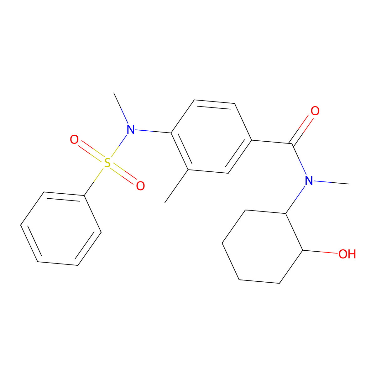 N-(2-hydroxycyclohexyl)-N,3-dimethyl-4-[methyl(phenylsulfonyl)amino]benzamide molecular structure, CAS 1269279-62-0