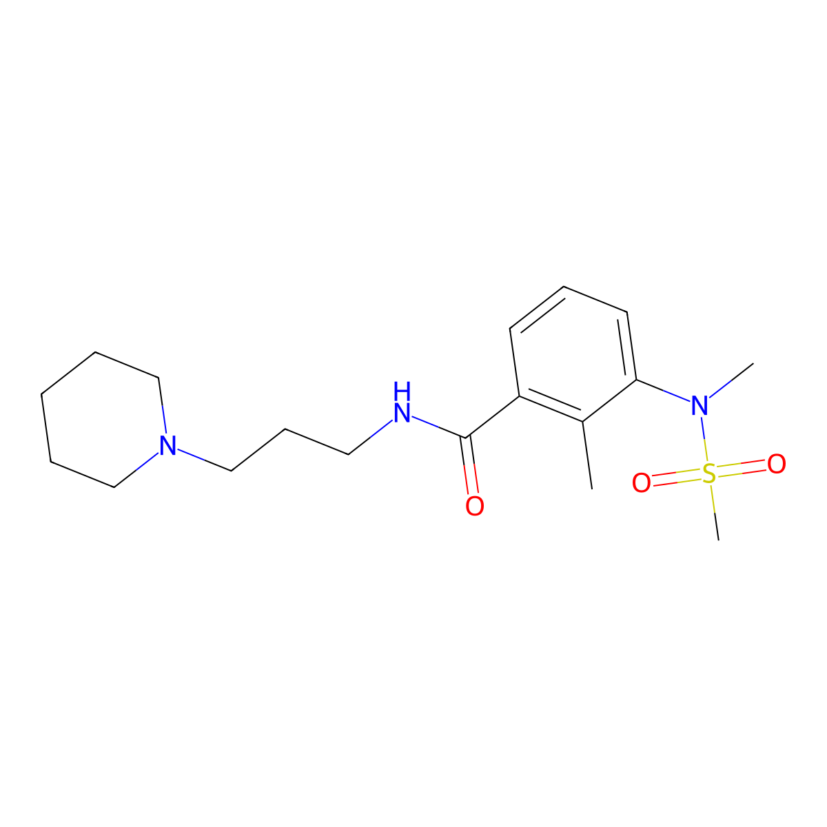 2-methyl-3-[methyl(methylsulfonyl)amino]-N-[3-(piperidin-1-yl)propyl]benzamide molecular structure, CAS 1269280-08-1