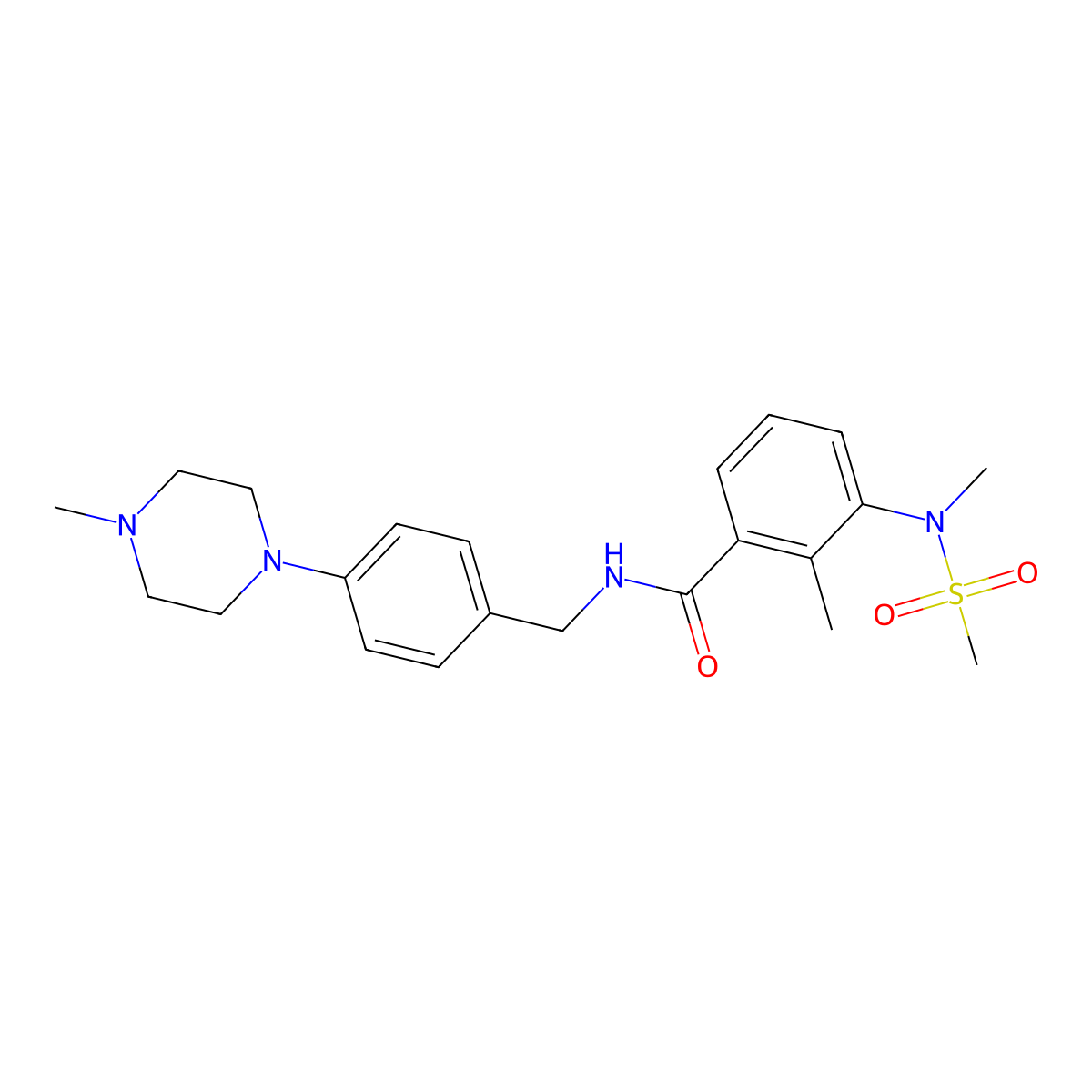 2-methyl-3-[methyl(methylsulfonyl)amino]-N-[4-(4-methylpiperazin-1-yl)benzyl]benzamide molecular structure, CAS 1269280-58-1