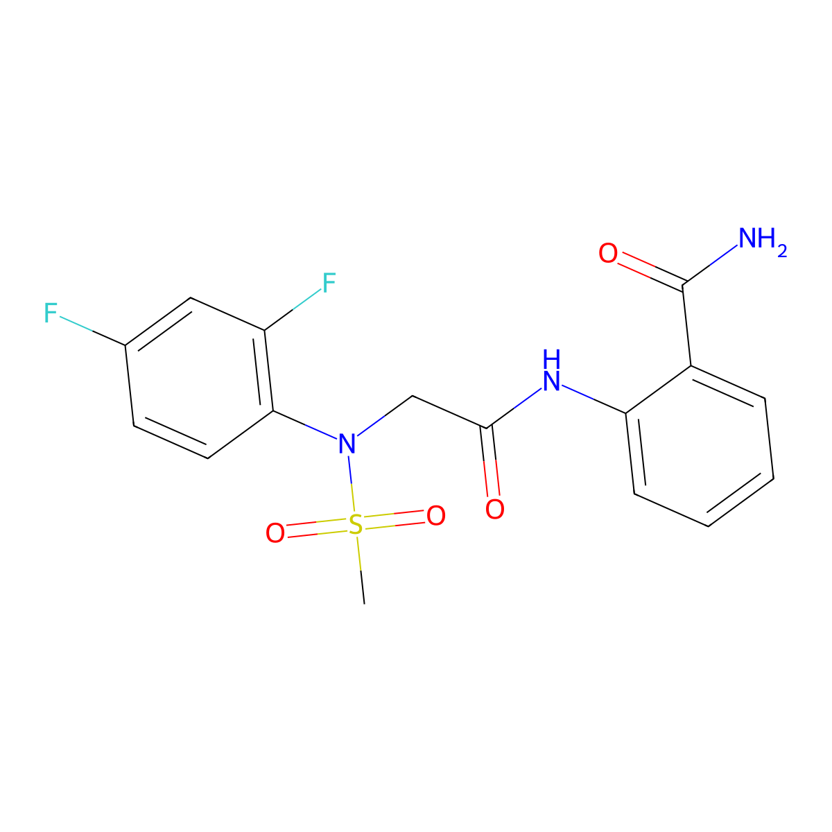 2-{[N-(2,4-difluorophenyl)-N-(methylsulfonyl)glycyl]amino}benzamide molecular structure, CAS 1269280-75-2