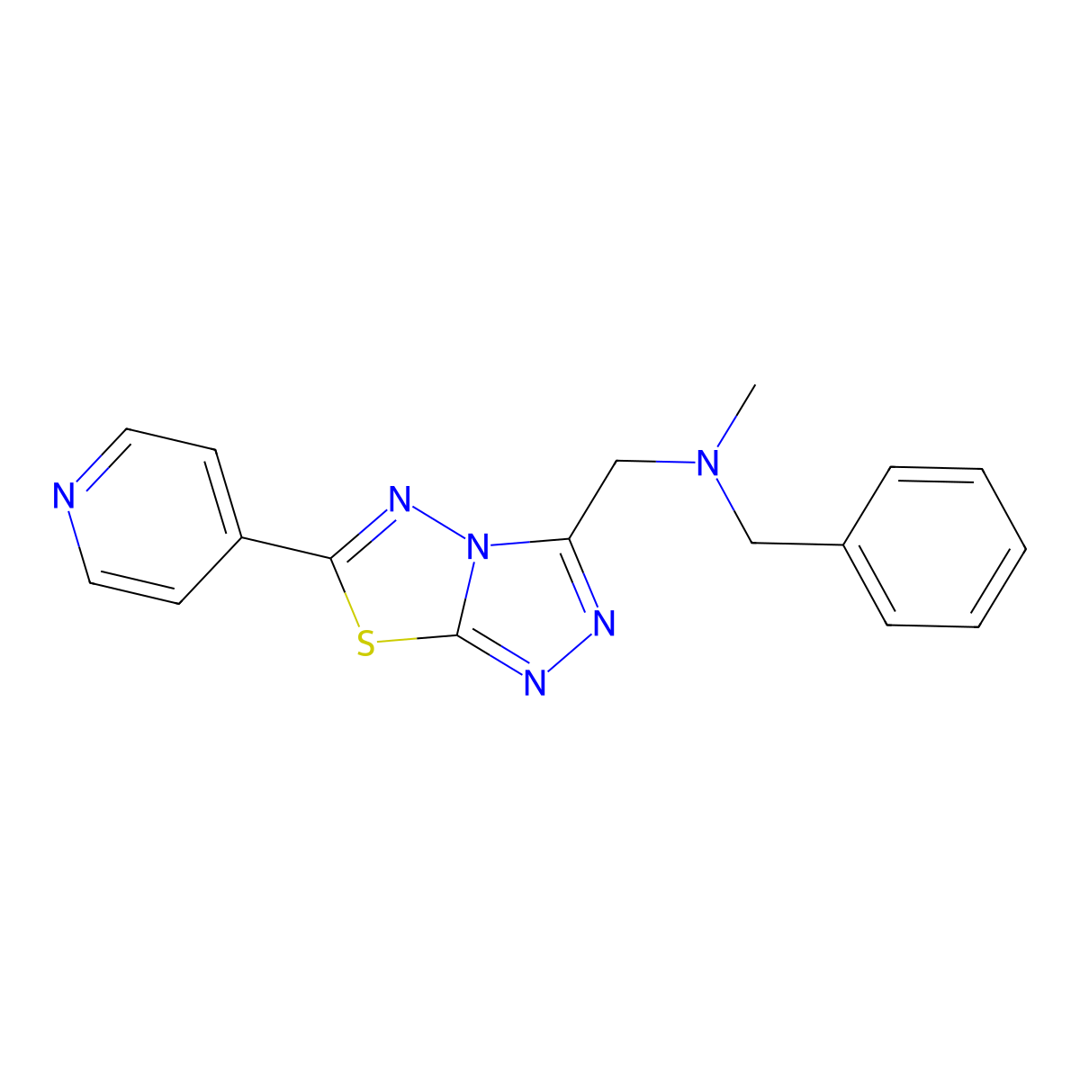 N-methyl-1-phenyl-N-{[6-(pyridin-4-yl)[1,2,4]triazolo[3,4-b][1,3,4]thiadiazol-3-yl]methyl}methanamine molecular structure, CAS 1269280-85-4