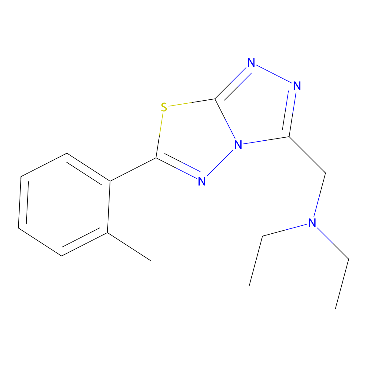 N-ethyl-N-{[6-(2-methylphenyl)[1,2,4]triazolo[3,4-b][1,3,4]thiadiazol-3-yl]methyl}ethanamine molecular structure, CAS 1269280-87-6
