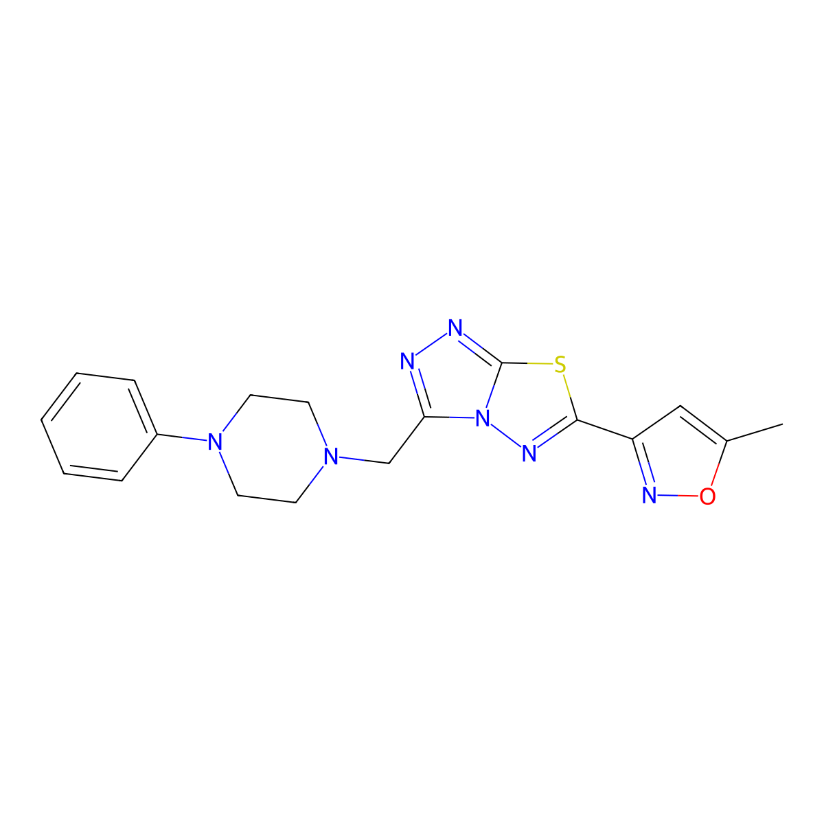 6-(5-Methyl-1,2-oxazol-3-yl)-3-[(4-phenylpiperazin-1-yl)methyl][1,2,4]triazolo[3,4-b][1,3,4]thiadiazole molecular structure, CAS 1269281-69-7