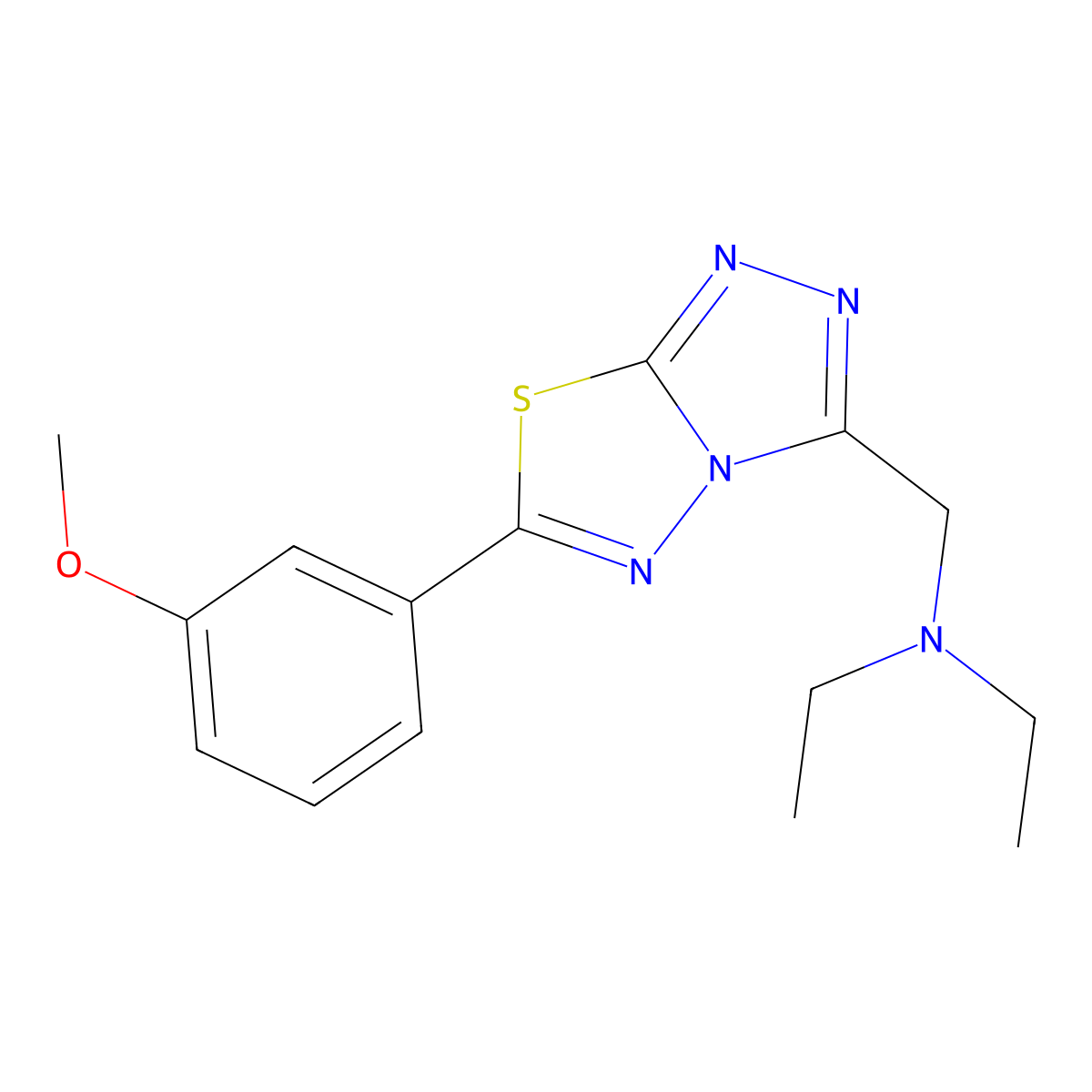 N-ethyl-N-{[6-(3-methoxyphenyl)[1,2,4]triazolo[3,4-b][1,3,4]thiadiazol-3-yl]methyl}ethanamine molecular structure, CAS 1269284-12-9