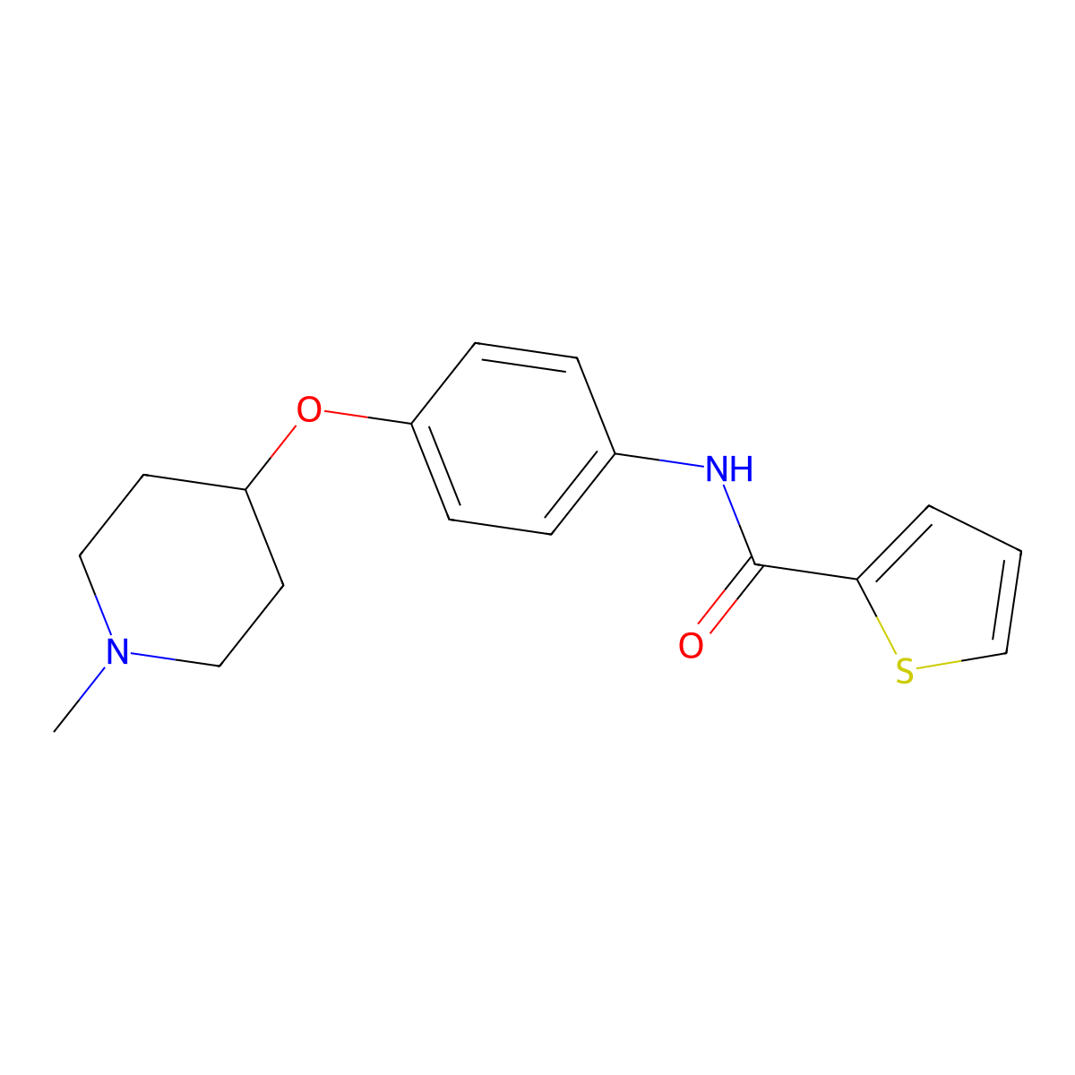 N-{4-[(1-methylpiperidin-4-yl)oxy]phenyl}thiophene-2-carboxamide molecular structure, CAS 1269284-88-9