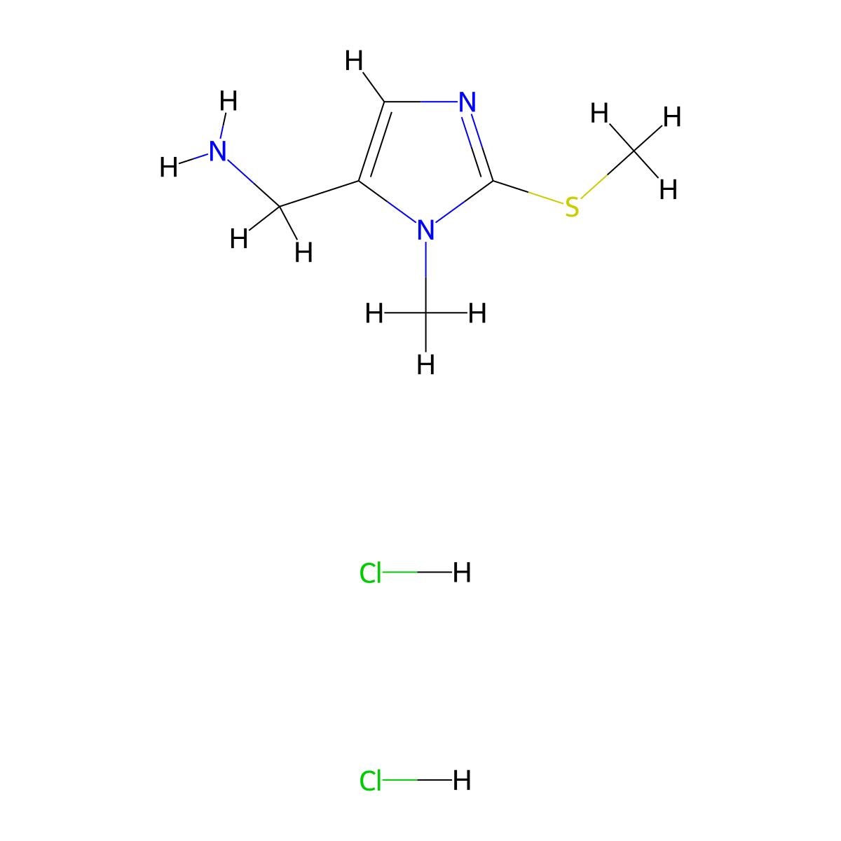 {[1-methyl-2-(methylthio)-1H-imidazol-5-yl]methyl}amine dihydrochloride molecular structure, CAS 1269288-79-0