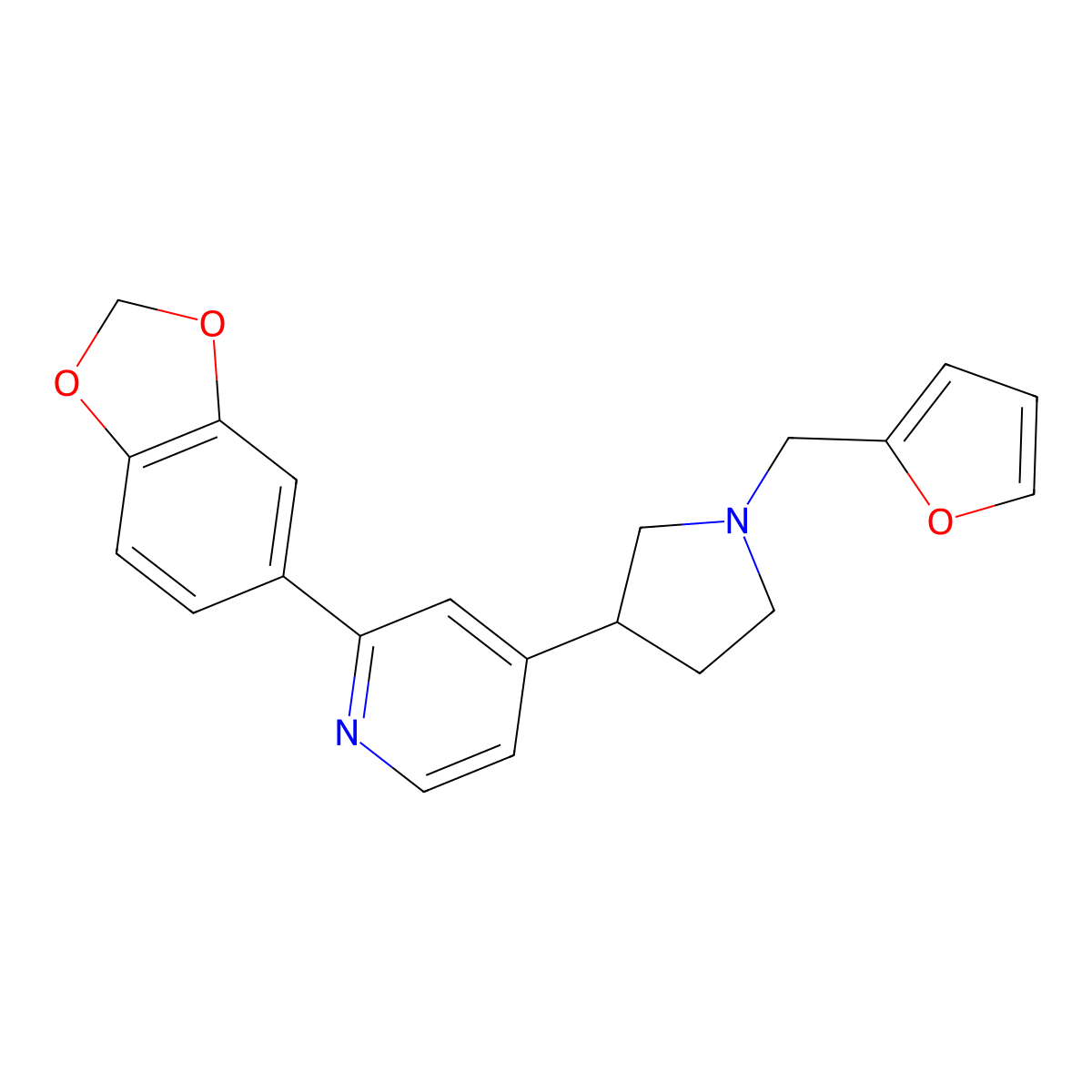 2-(1,3-Benzodioxol-5-yl)-4-[1-(2-furylmethyl)pyrrolidin-3-yl]pyridine molecular structure, CAS 1269288-85-8