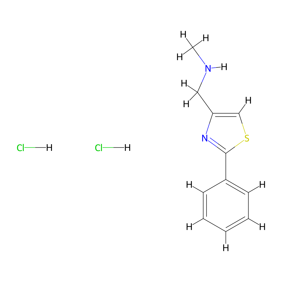 Methyl[(2-phenyl-1,3-thiazol-4-yl)methyl]amine dihydrochloride molecular structure, CAS 1269288-94-9