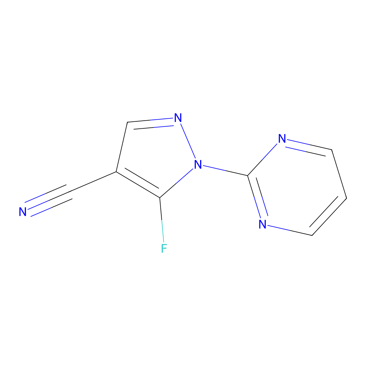 5-Fluoro-1-(pyrimidin-2-YL)-1H-pyrazole-4-carbonitrile molecular structure, CAS 1269291-01-1