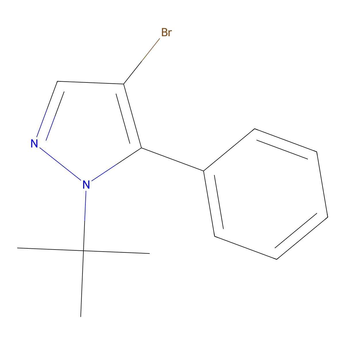 4-bromo-1-tert-butyl-5-phenyl-1H-pyrazole molecular structure, CAS 1269291-10-2