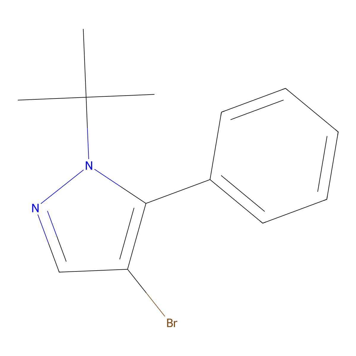 4-bromo-1-tert-butyl-5-phenyl-1H-pyrazole molecular structure, CAS 1269291-10-2