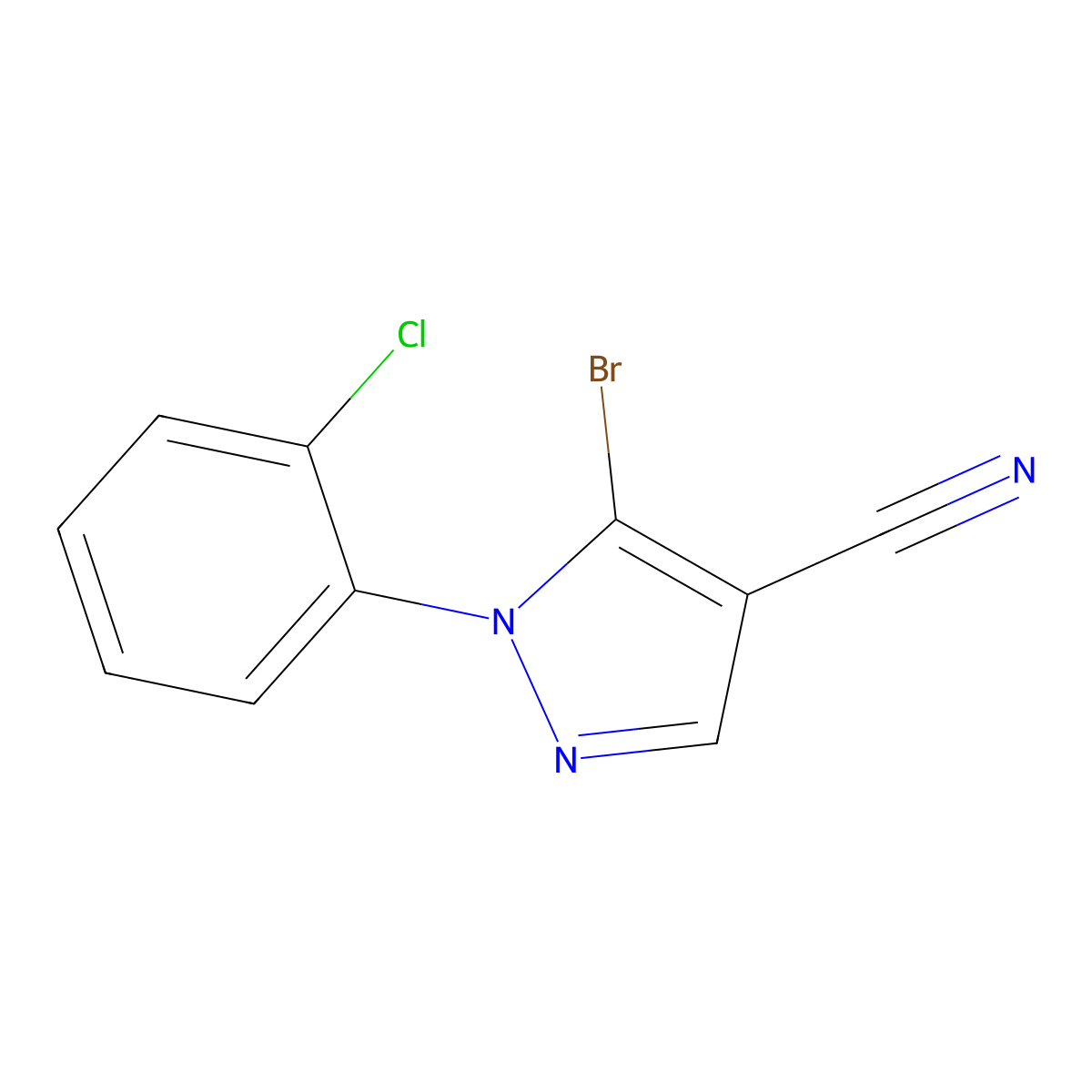5-Bromo-1-(2-chlorophenyl)-1H-pyrazole-4-carbonitrile molecular structure, CAS 1269291-11-3