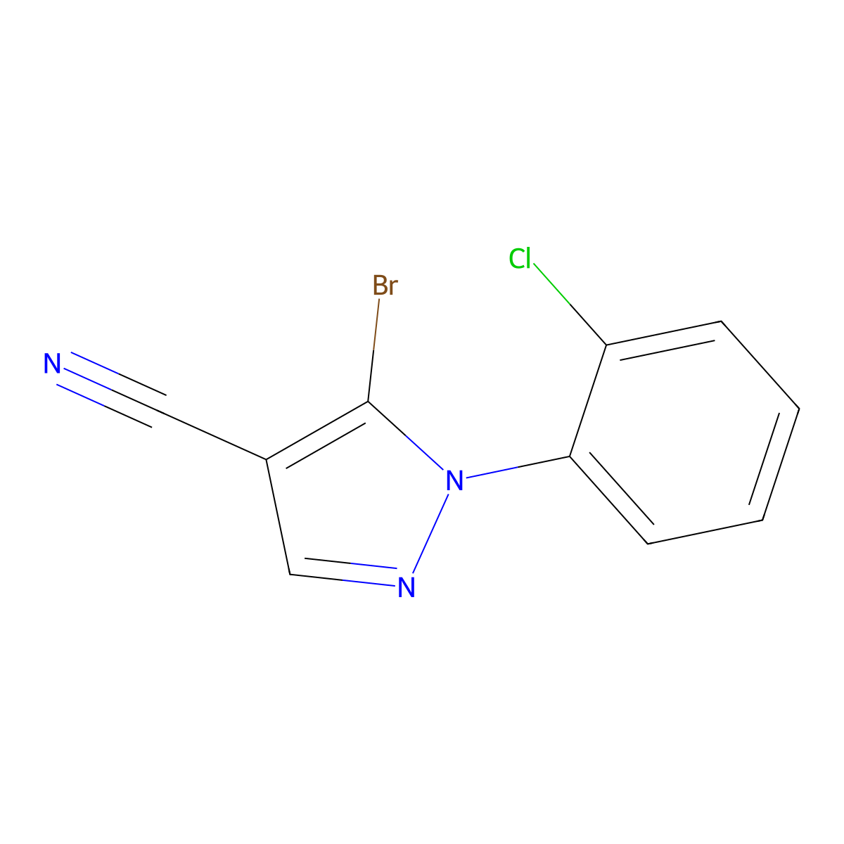 5-Bromo-1-(2-chlorophenyl)-1H-pyrazole-4-carbonitrile molecular structure, CAS 1269291-11-3