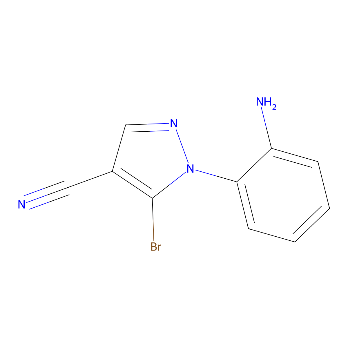 1-(2-aminophenyl)-5-bromo-1H-pyrazole-4-carbonitrile molecular structure, CAS 1269291-13-5