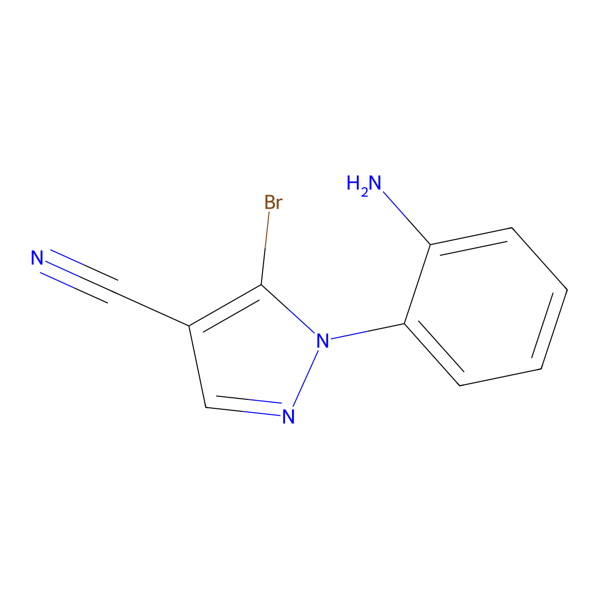 1-(2-aminophenyl)-5-bromo-1H-pyrazole-4-carbonitrile molecular structure, CAS 1269291-13-5
