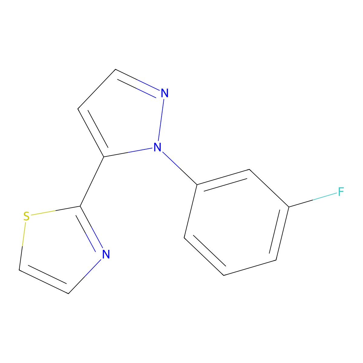 2-(1-(3-fluorophenyl)-1H-pyrazol-5-yl)thiazole molecular structure, CAS 1269291-14-6