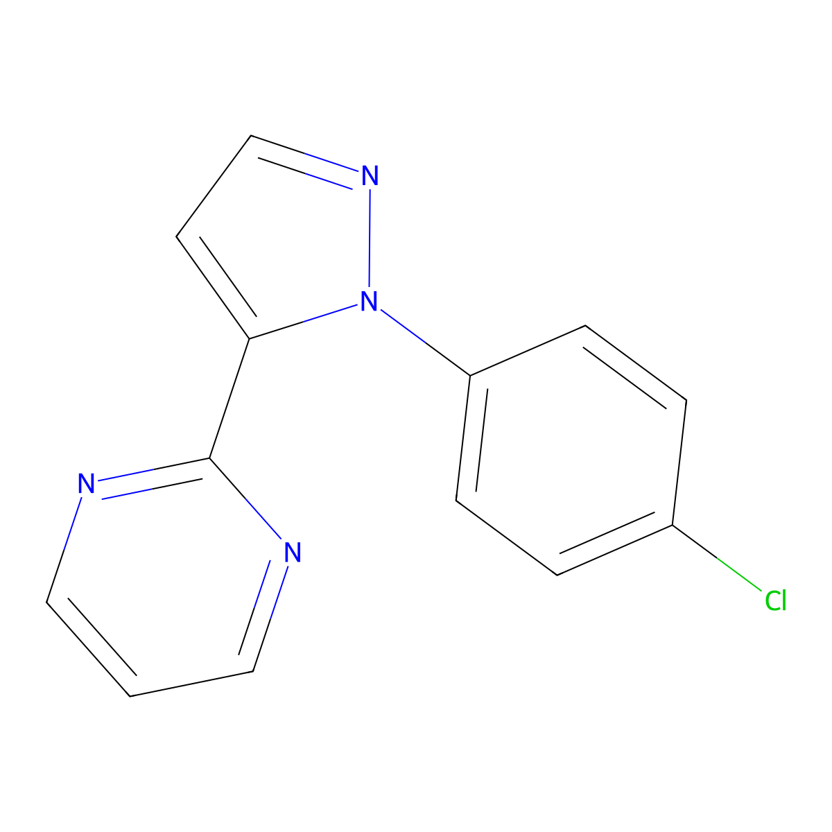 2-(1-(4-chlorophenyl)-1H-pyrazol-5-yl)pyrimidine molecular structure, CAS 1269291-24-8